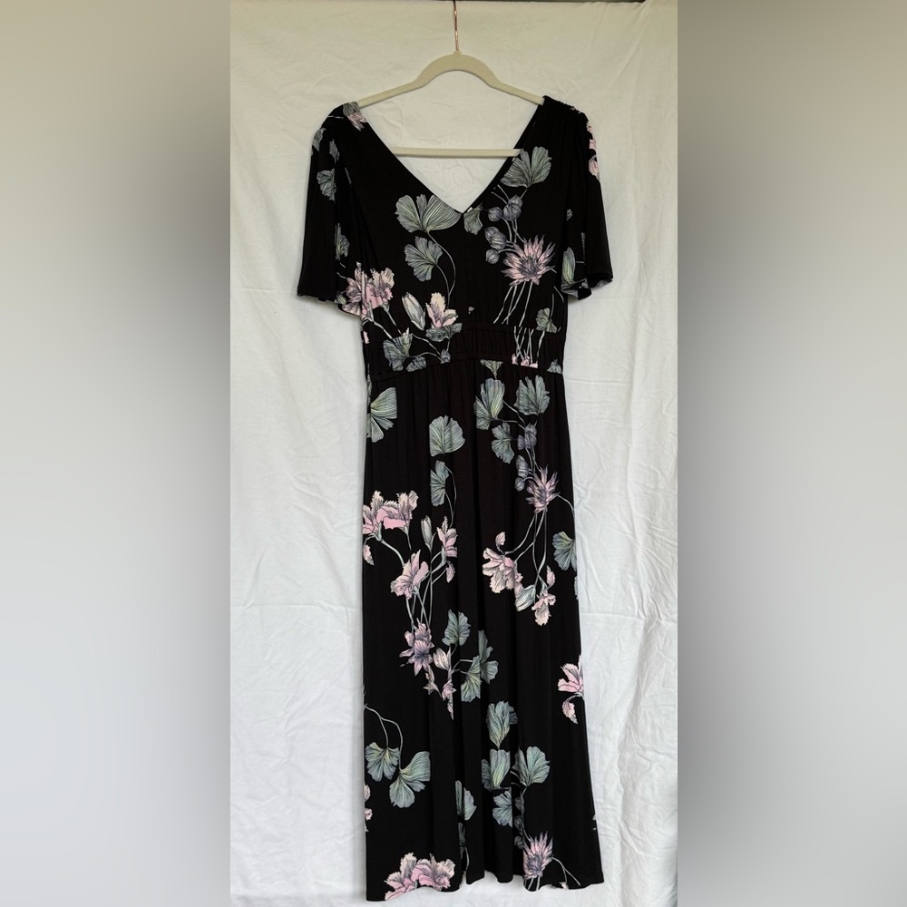 Soma Black and Pink Floral Maxi Dress